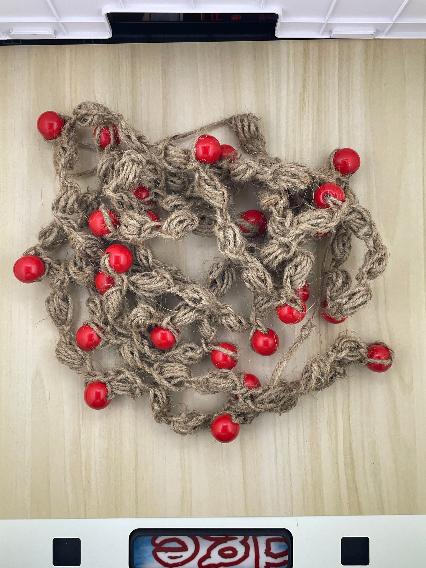 Red Beaded Bubble Jute Cord Garland