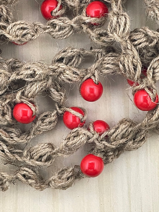 Red Beaded Bubble Jute Cord Garland