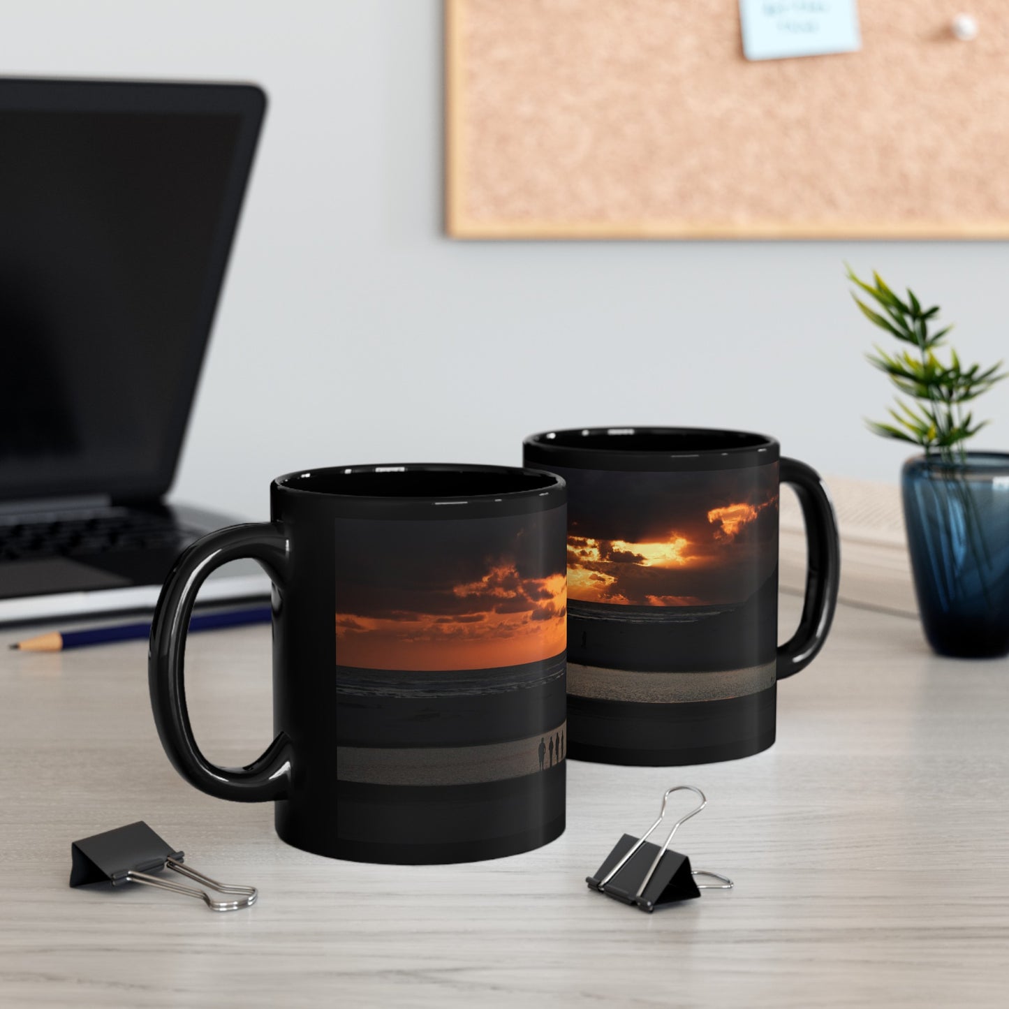 Oregon Coast Sunset Black Mug