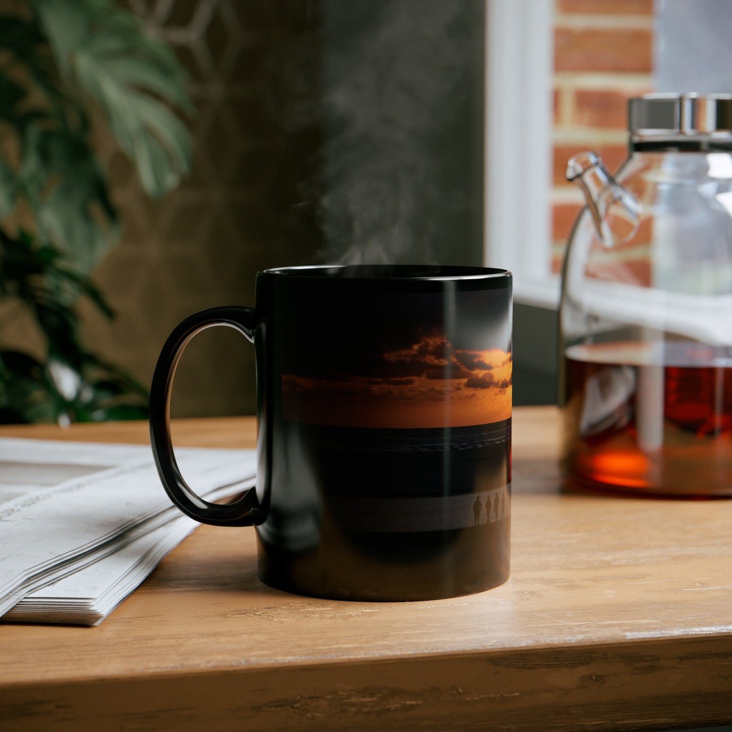 Oregon Coast Sunset Black Mug