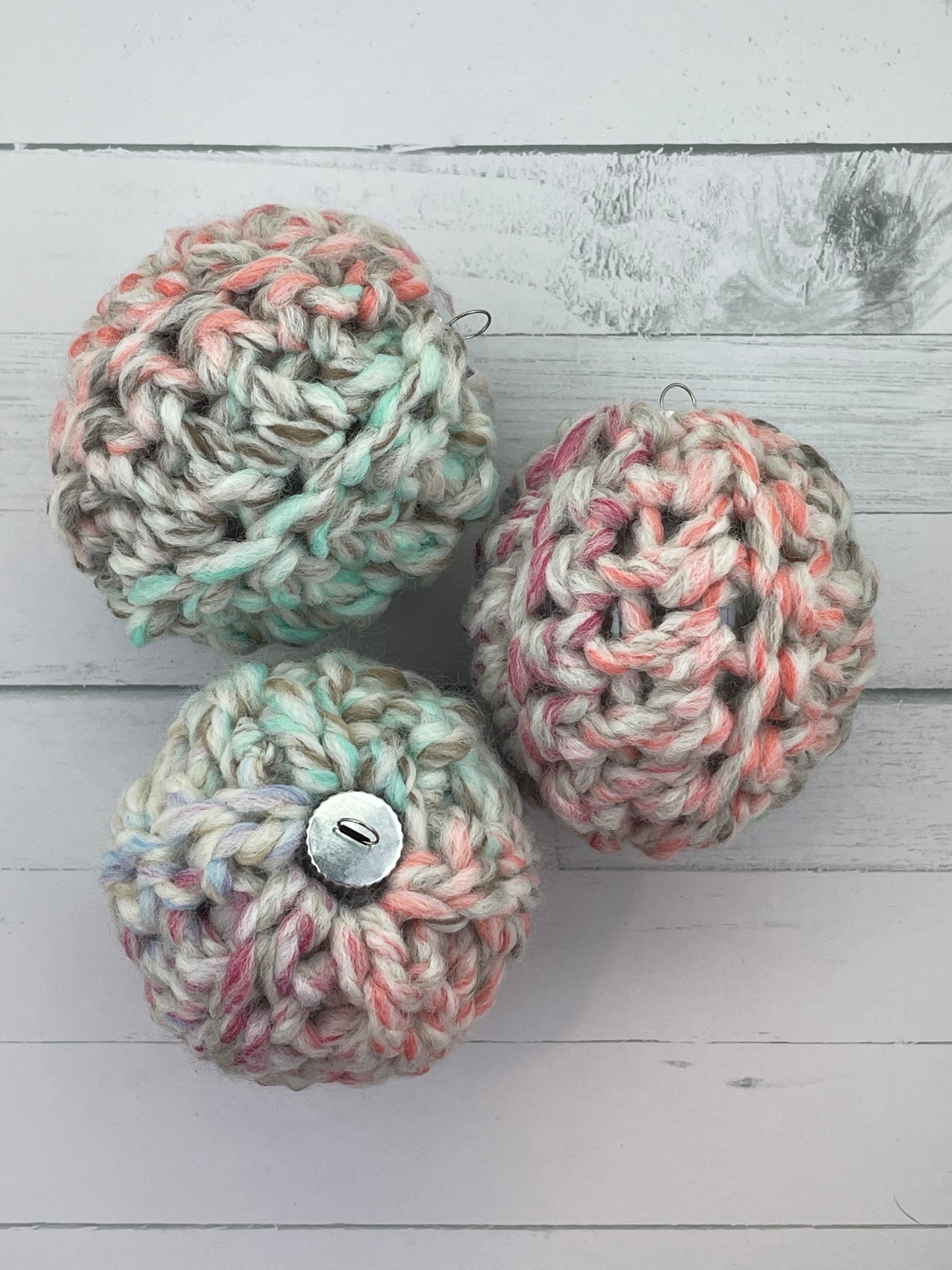Cotton Candy Crochet Ornament  Set (4)